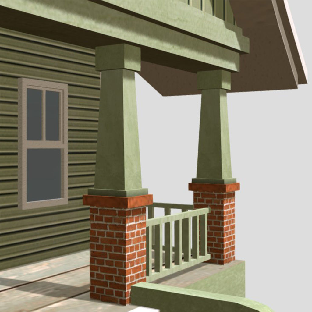 American Style Cottage - Town House Model Low-poly 3D model_5