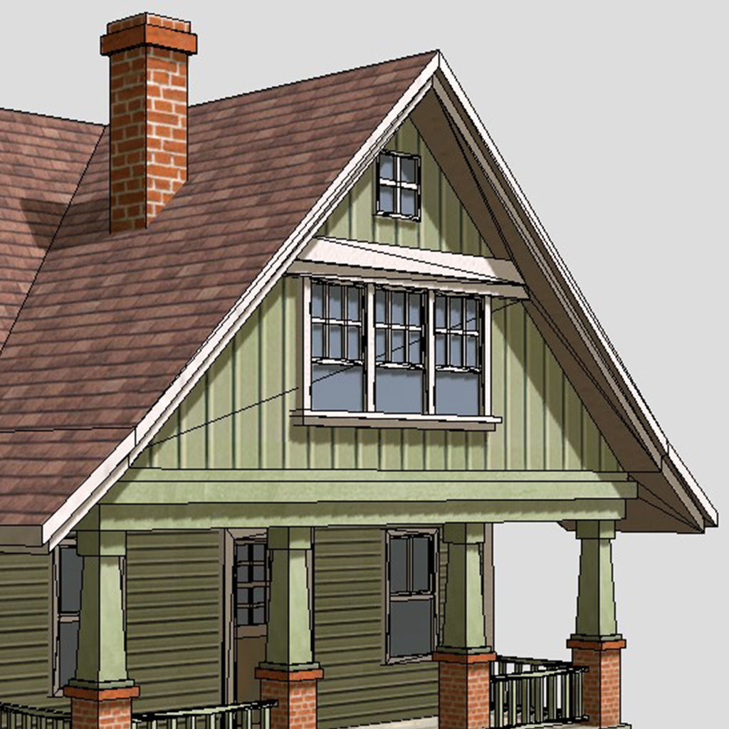 American Style Cottage - Town House Model Low-poly 3D model_7