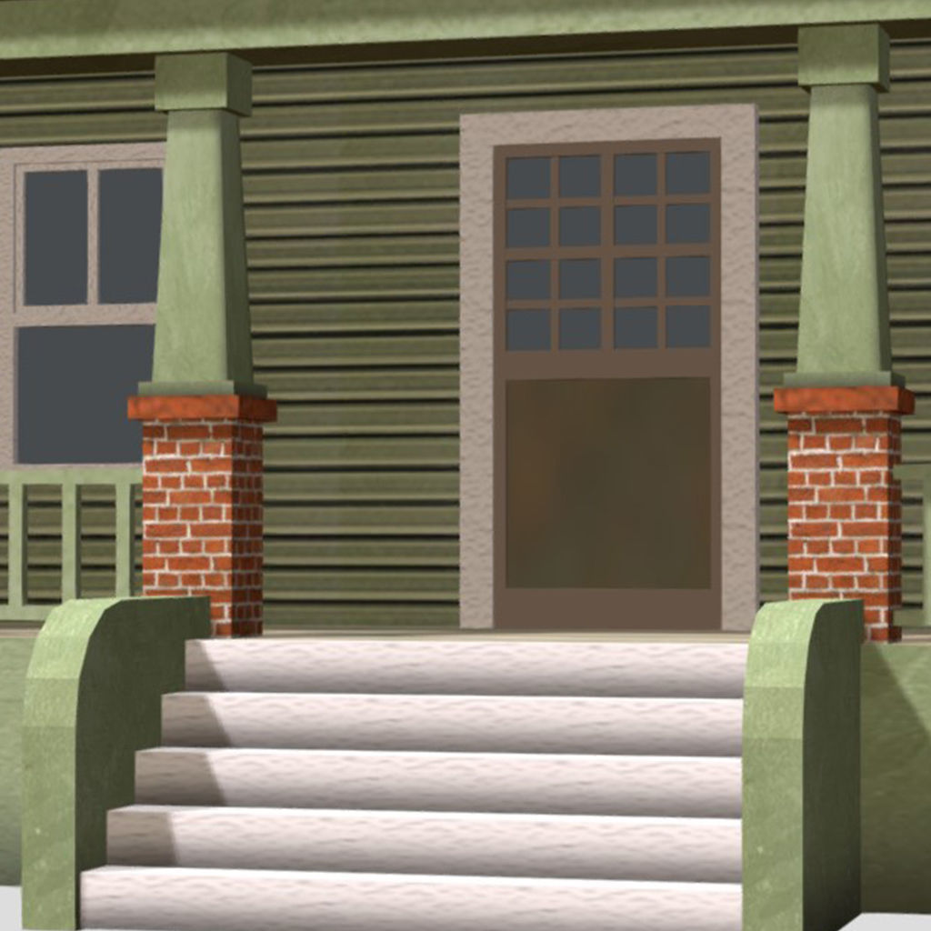 American Style Cottage - Town House Model Low-poly 3D model_3