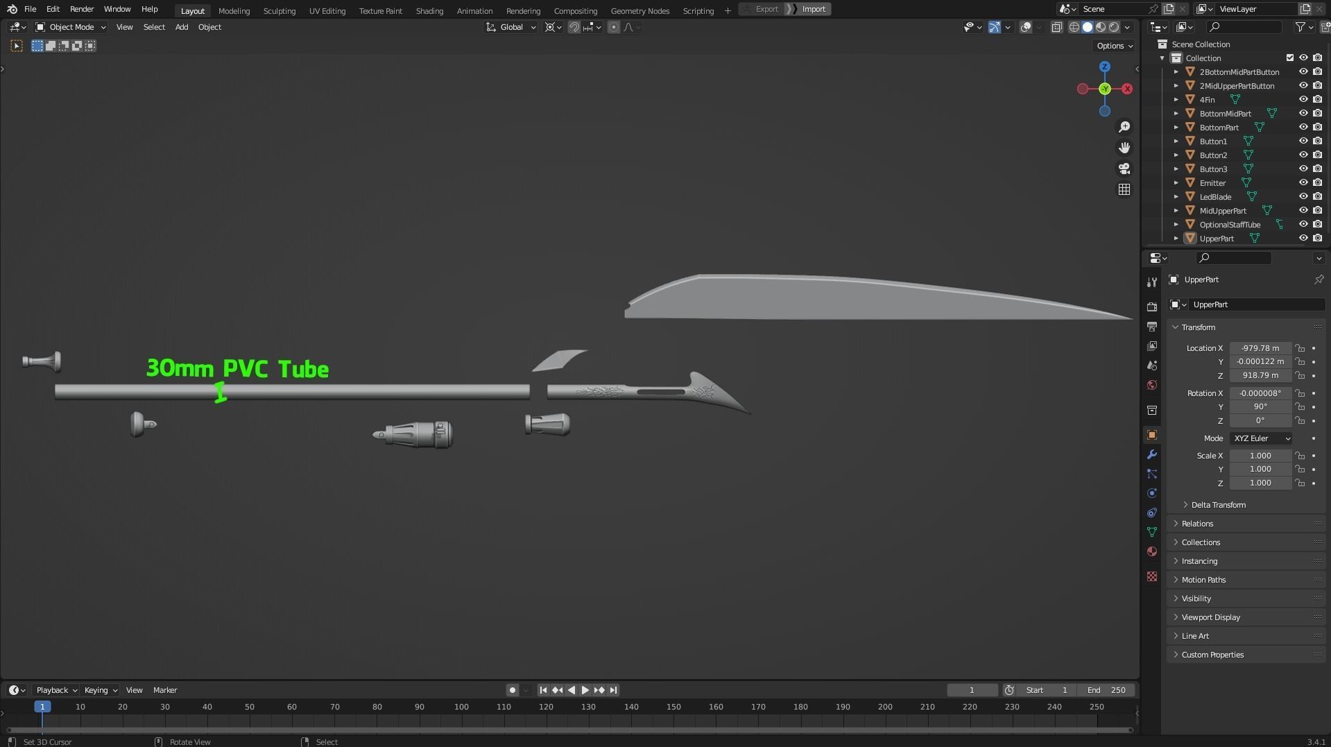 Star Wars Darth Bane Pike for Cosplay 3D print model_10