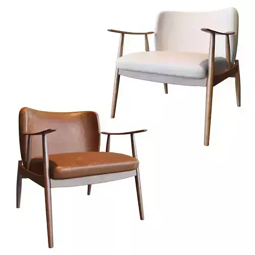TROUBADOUR NATURAL WOOD FRAME CHAIR 3D model