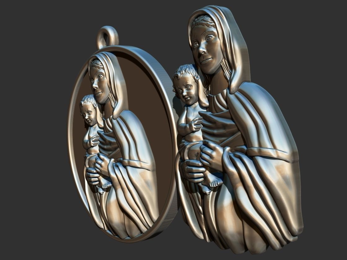 Our Lady - Nossa Senhora - Mary and Jesus 3D print model_3