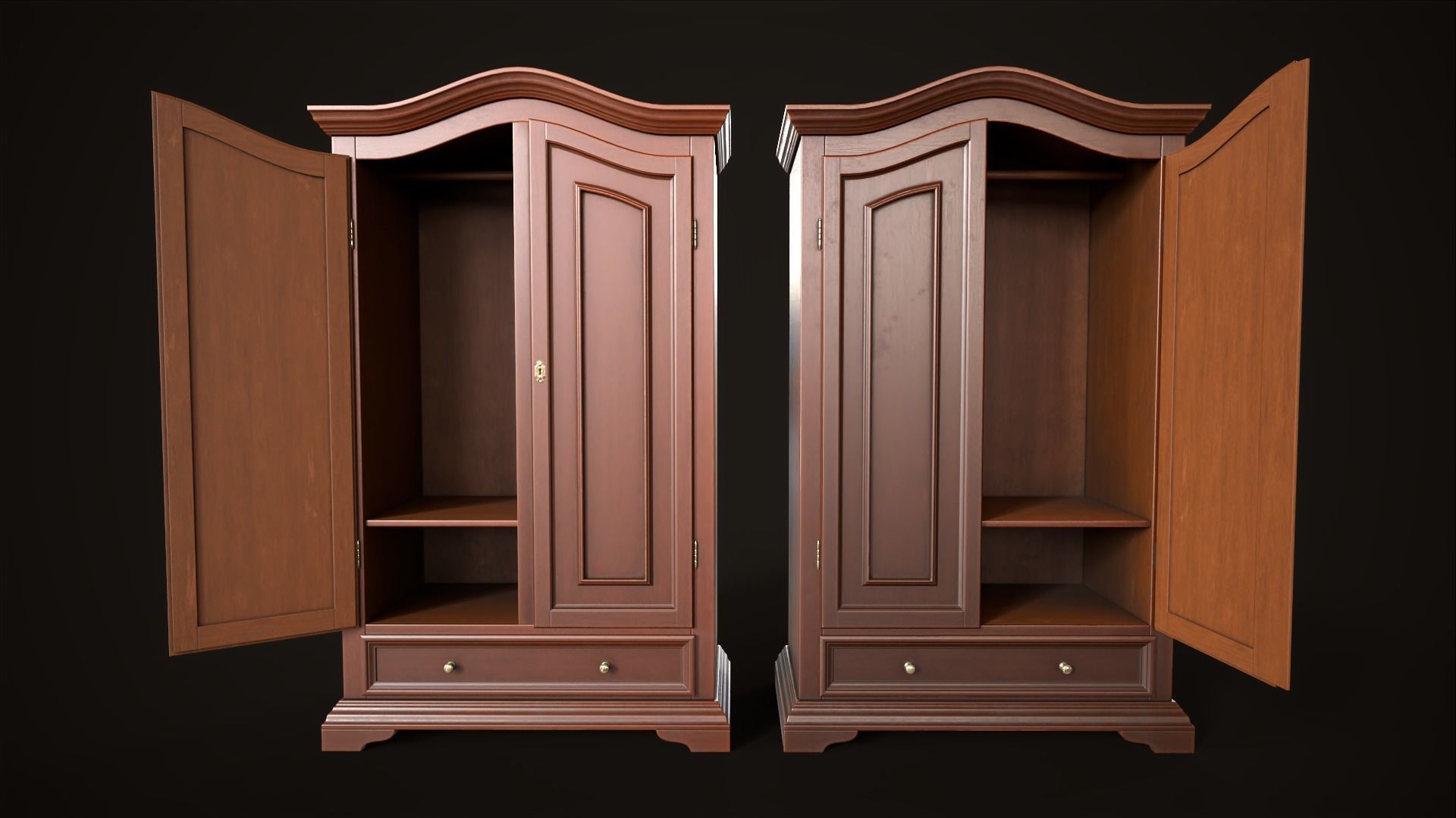Vintage wardrobe Low-poly 3D model_15