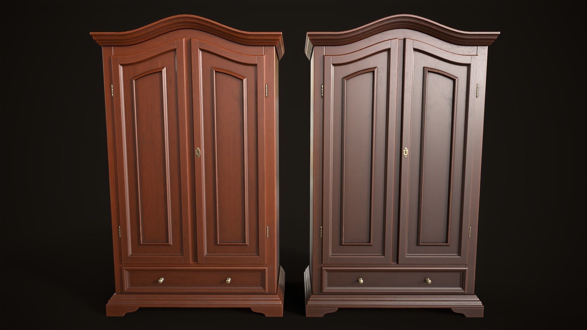 Vintage wardrobe Low-poly 3D model_2