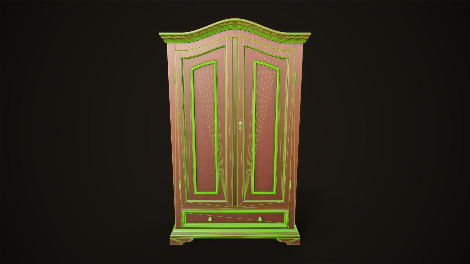 Vintage wardrobe Low-poly 3D model_7