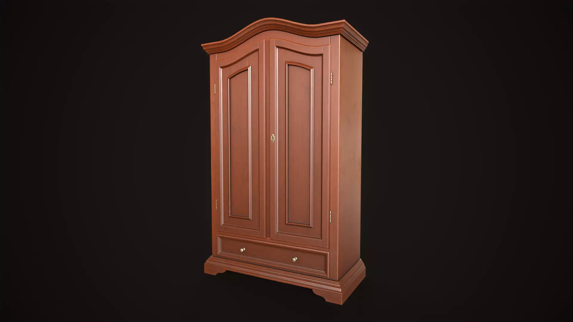 Vintage wardrobe Low-poly 3D model_0