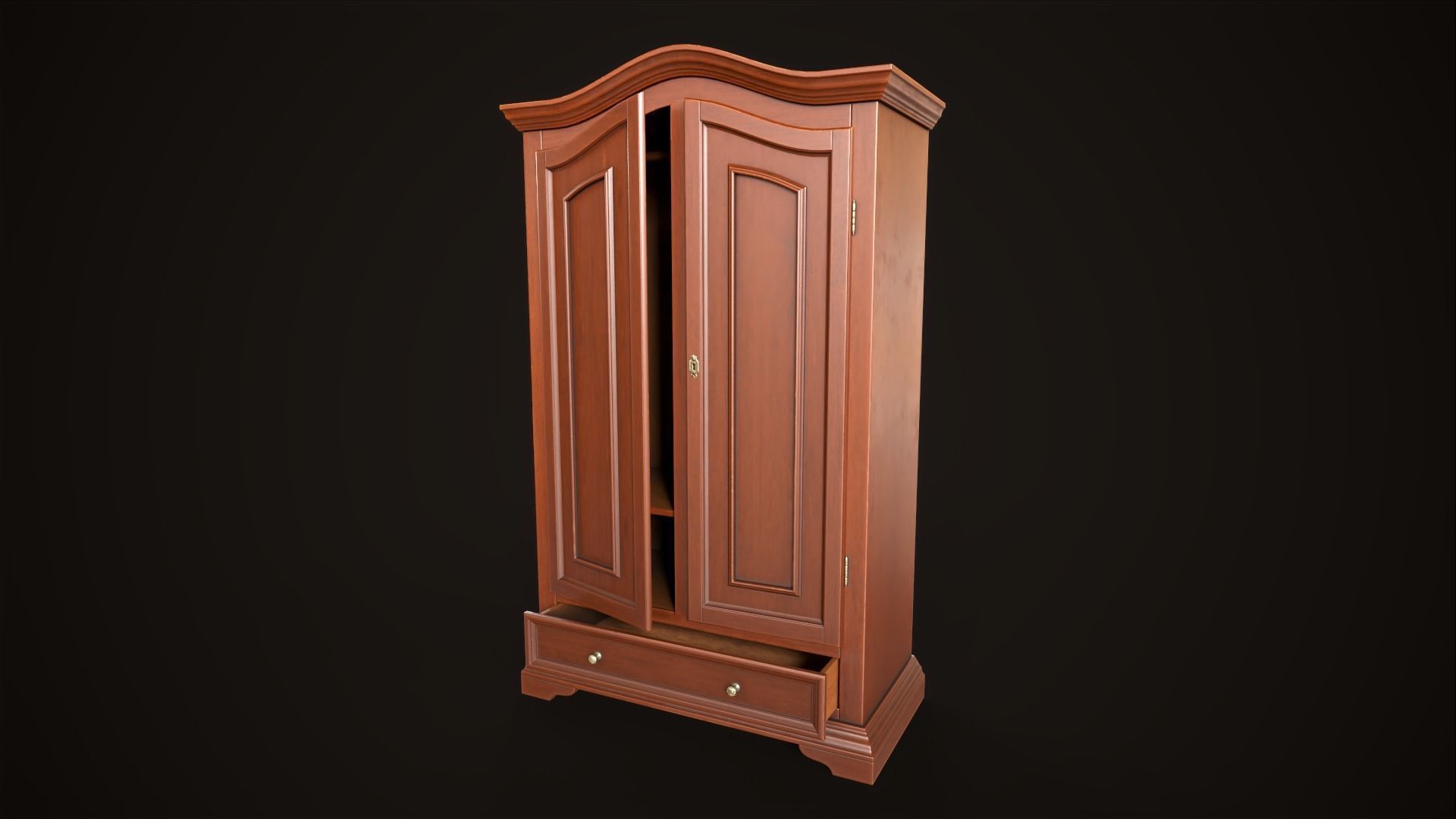 Vintage wardrobe Low-poly 3D model_1