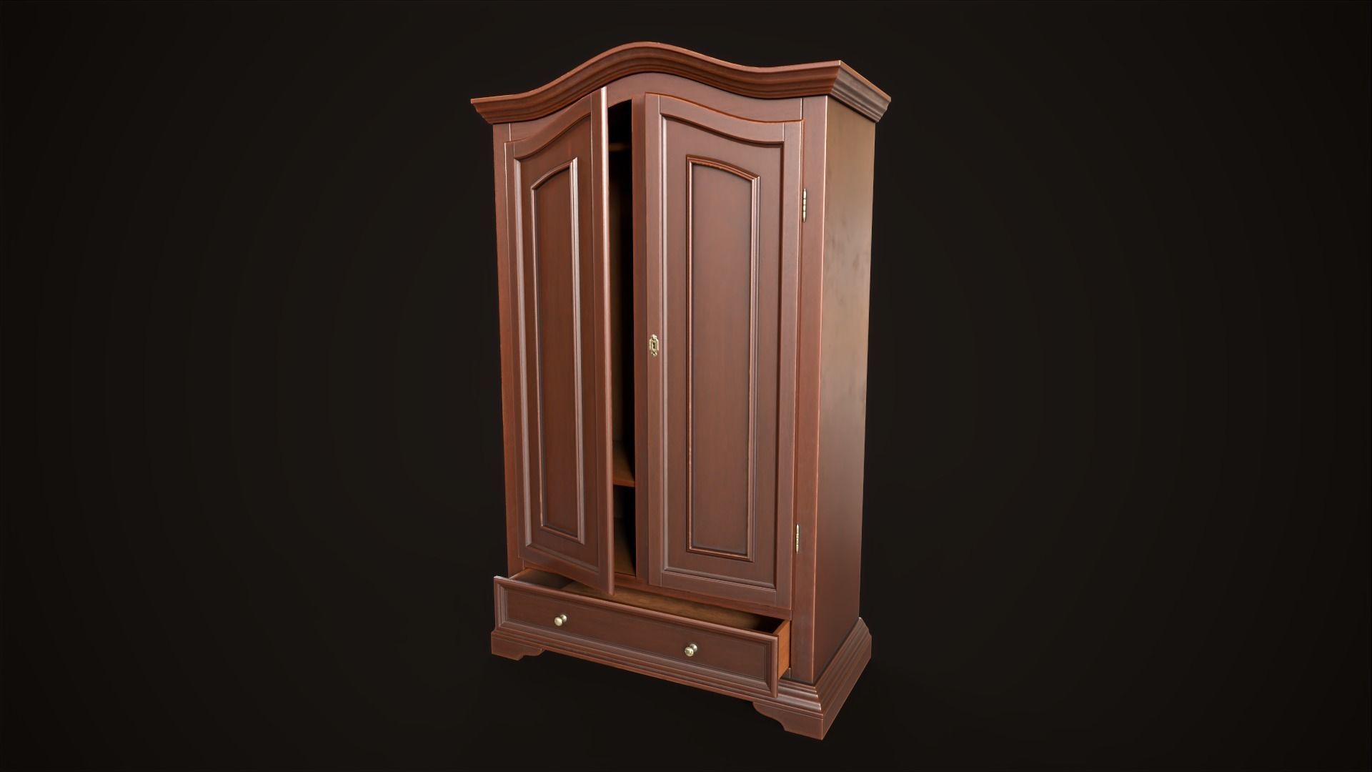 Vintage wardrobe Low-poly 3D model_3