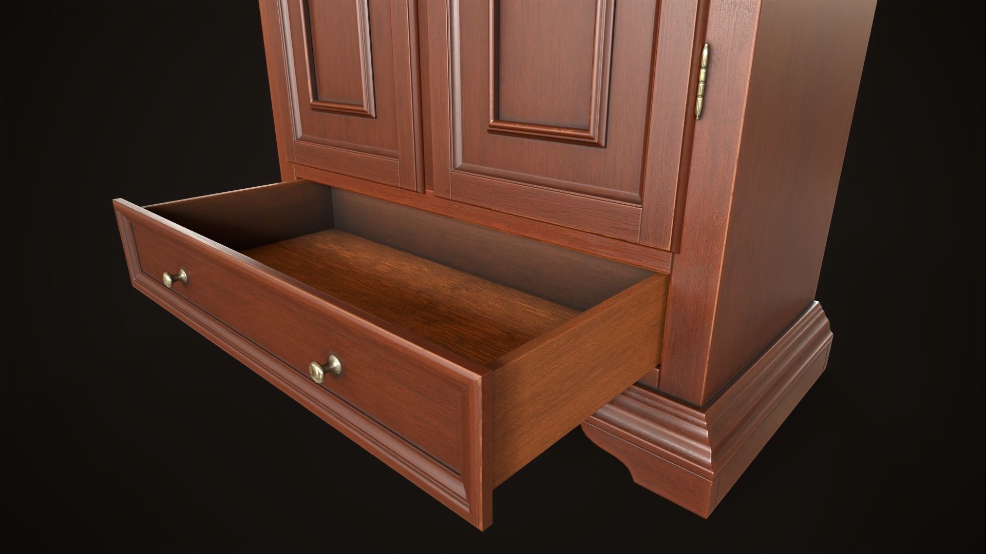 Vintage wardrobe Low-poly 3D model_13