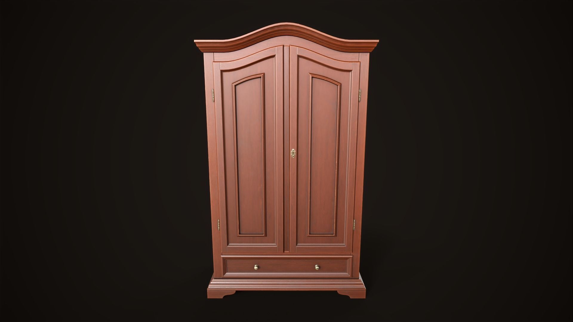 Vintage wardrobe Low-poly 3D model_6