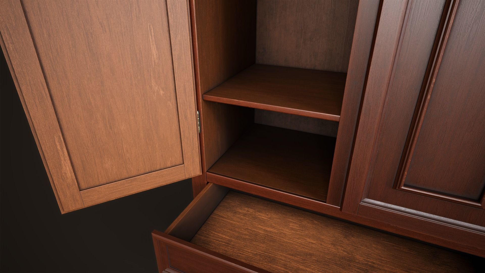 Vintage wardrobe Low-poly 3D model_11
