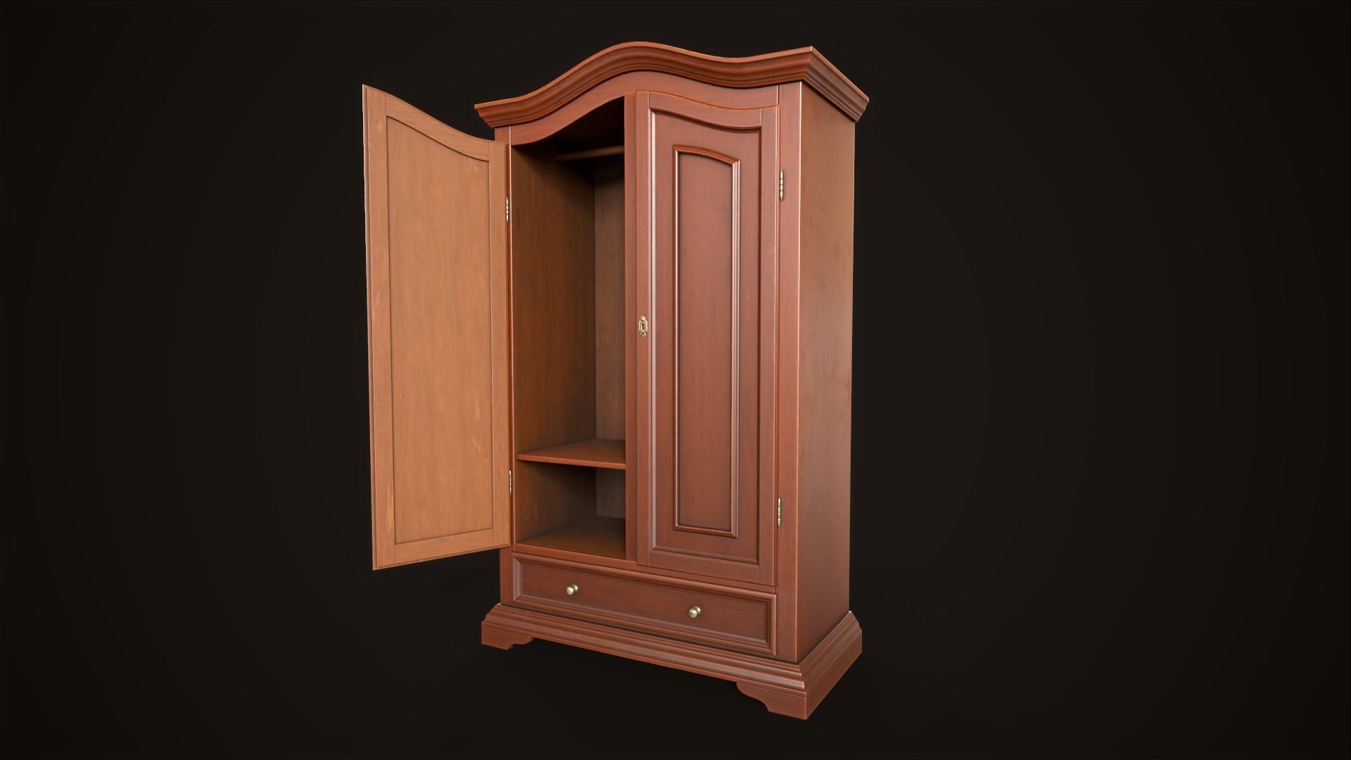 Vintage wardrobe Low-poly 3D model_4