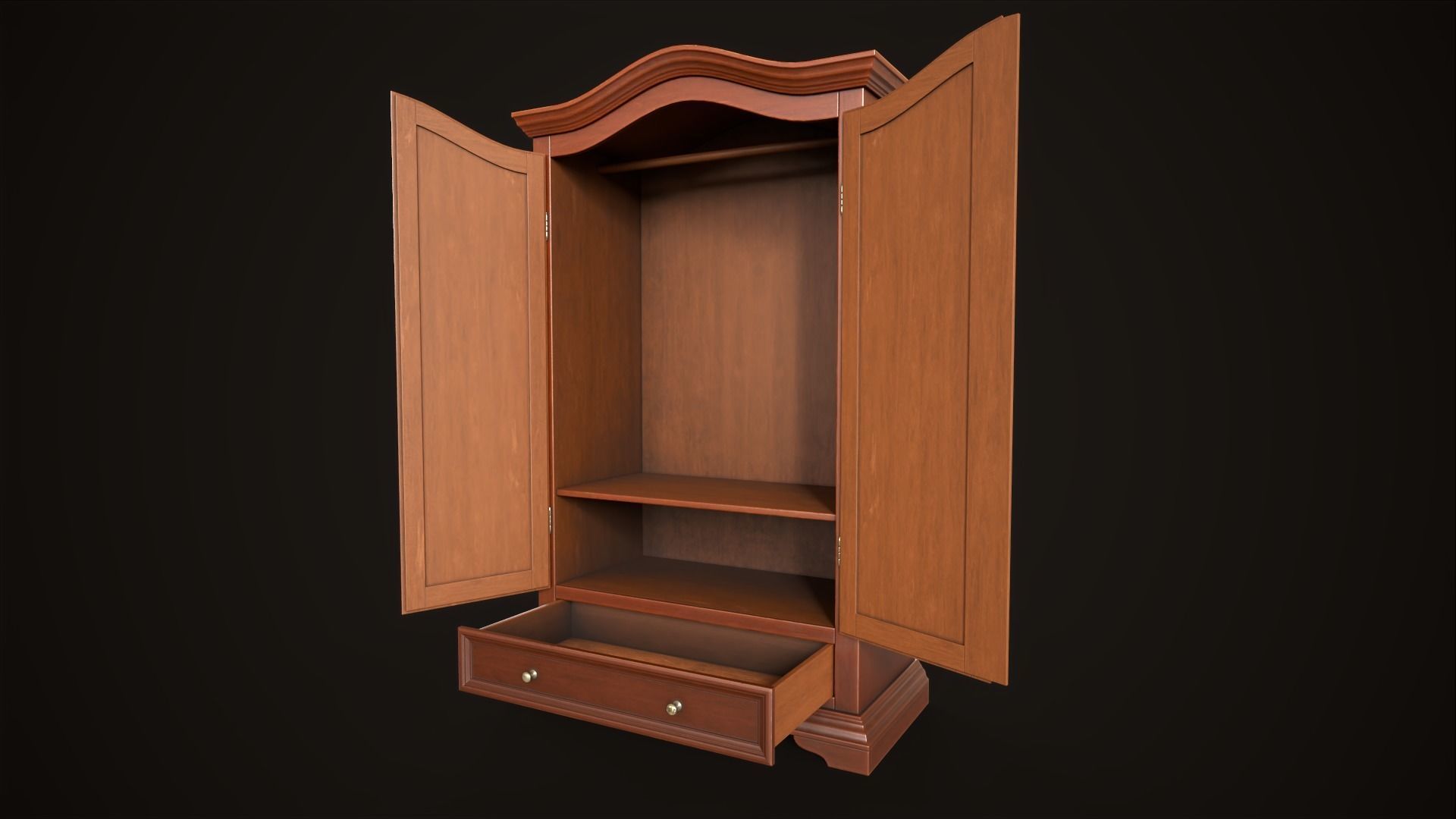 Vintage wardrobe Low-poly 3D model_5