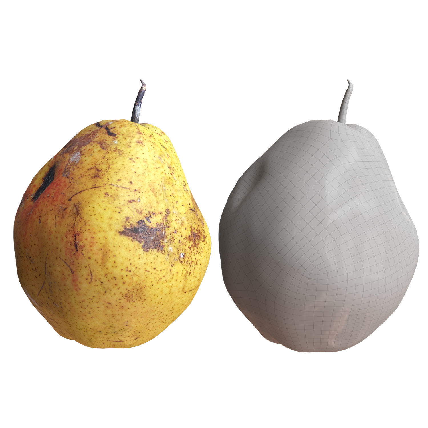 4 Realistic pears Low-poly 3D model_1