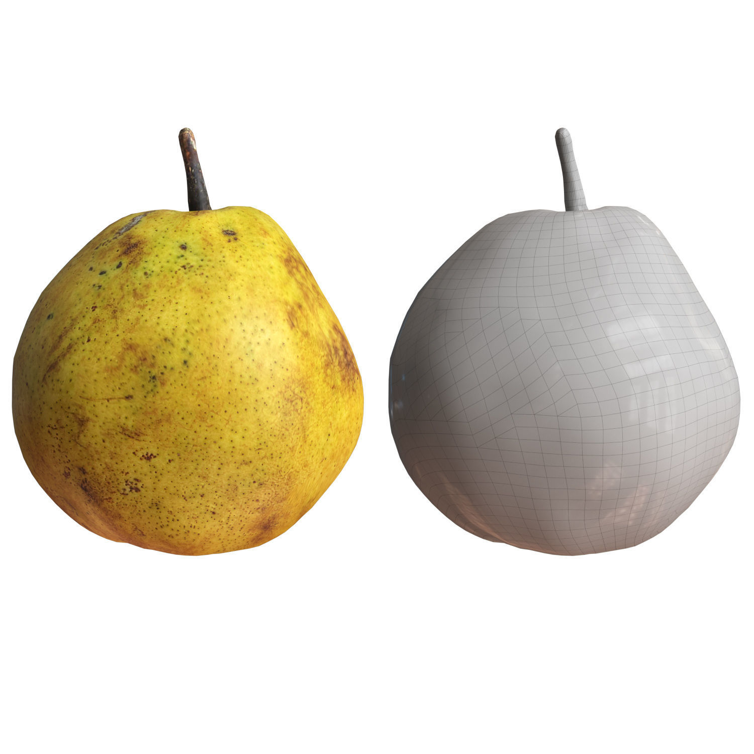 4 Realistic pears Low-poly 3D model_4