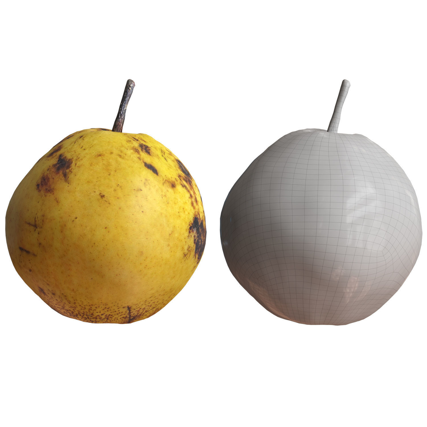 4 Realistic pears Low-poly 3D model_3