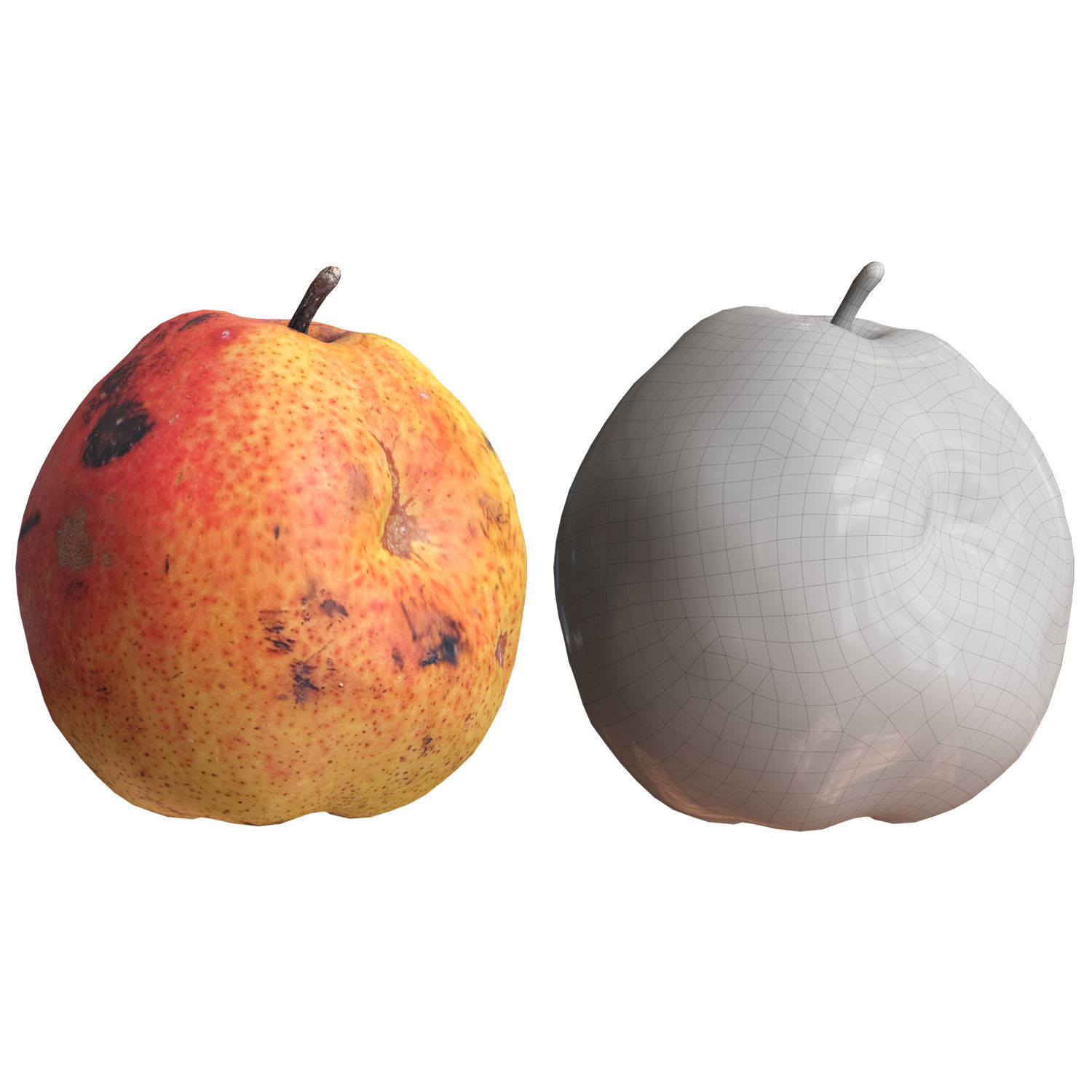 4 Realistic pears Low-poly 3D model_2