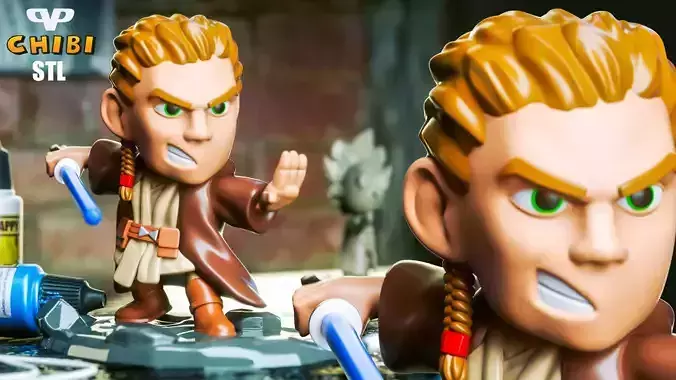 Young Obi Wan STL for 3D Printing ChibiSTL 3DXM 3D print model
