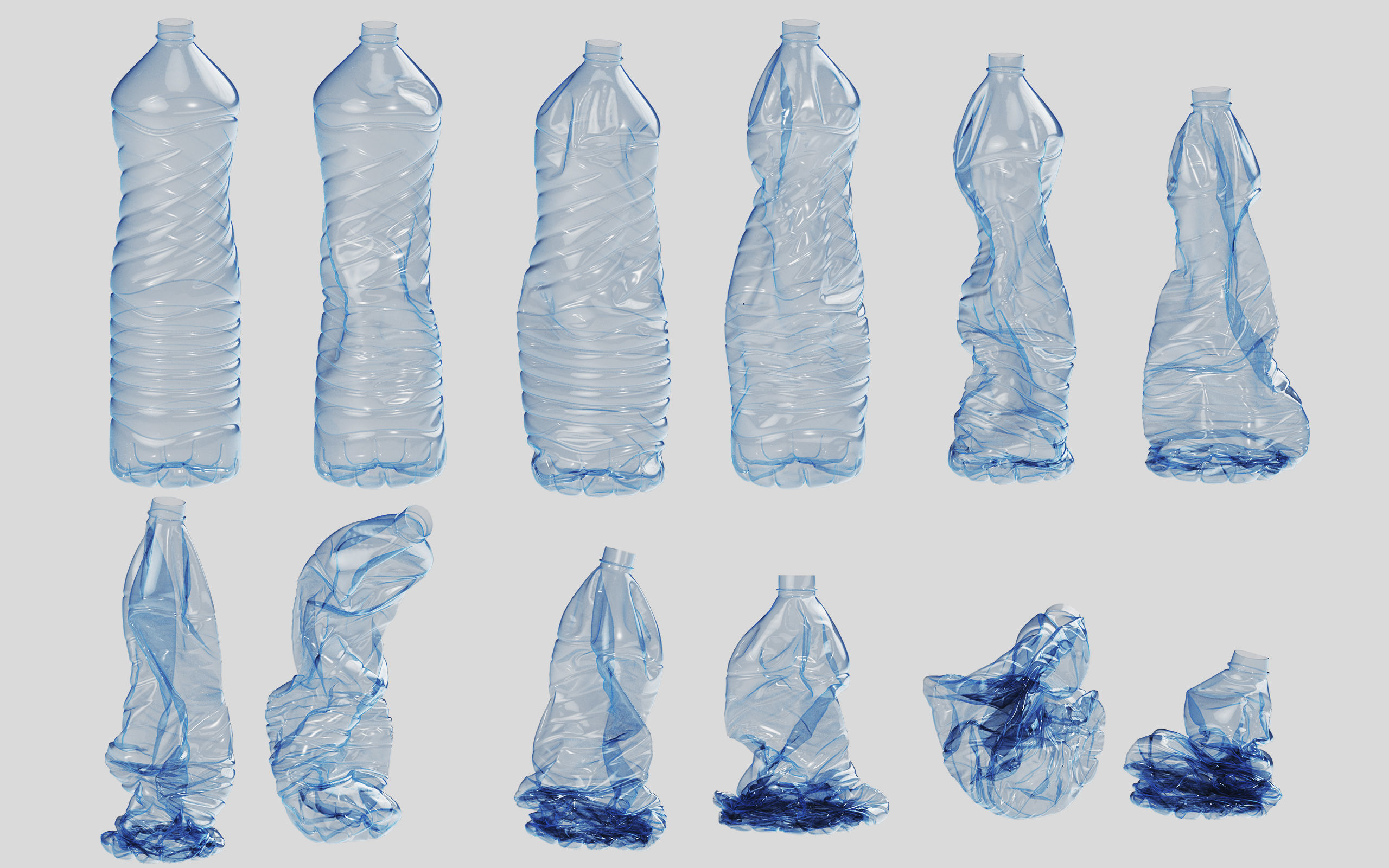 Crushed Plastic Bottle v5 3D model_1