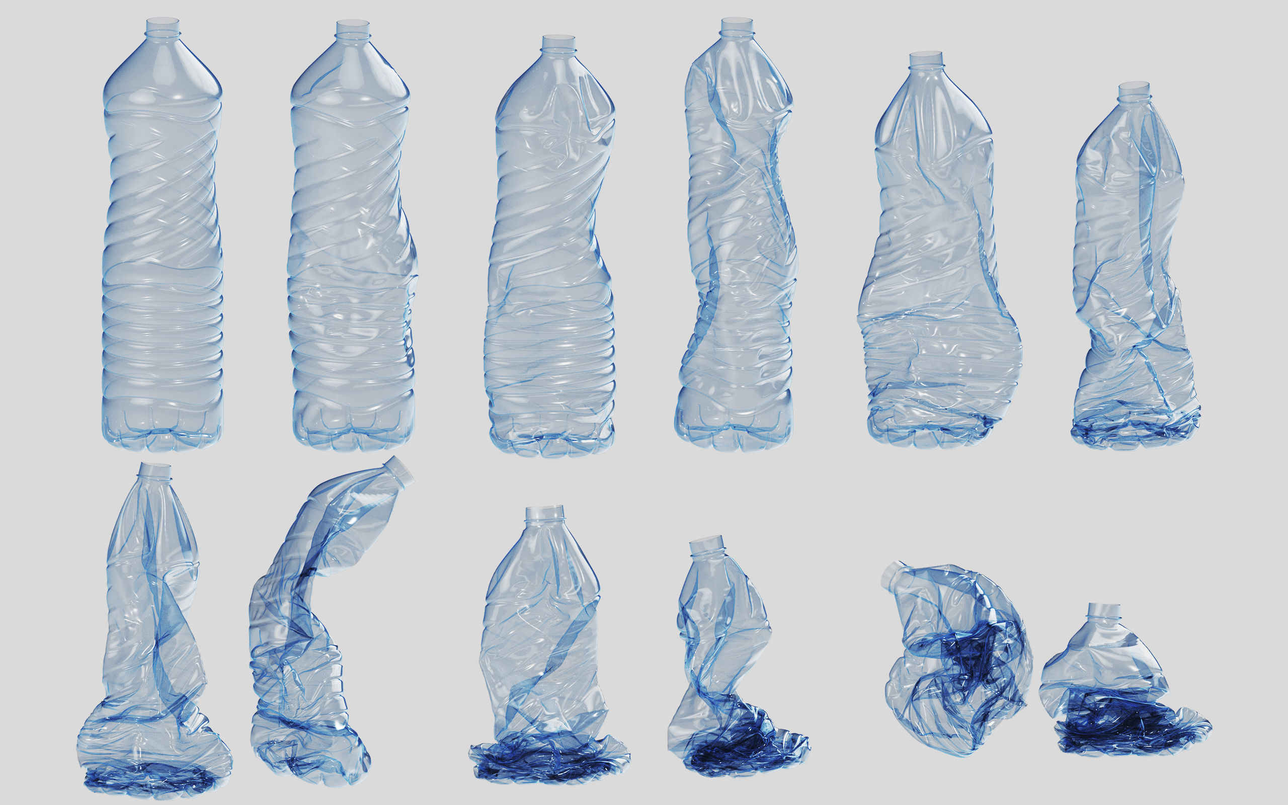 Crushed Plastic Bottle v5 3D model_2