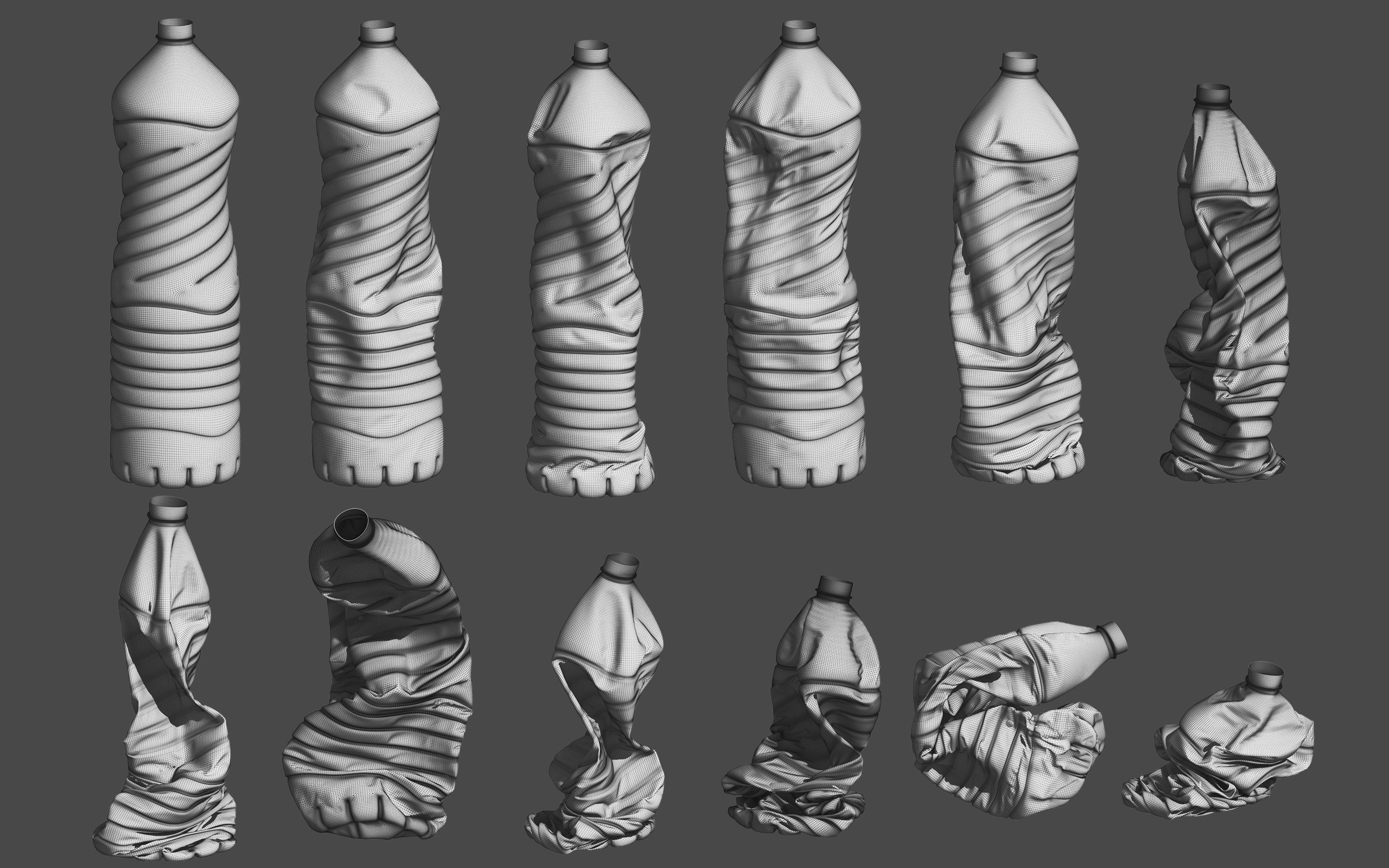 Crushed Plastic Bottle v5 3D model_12