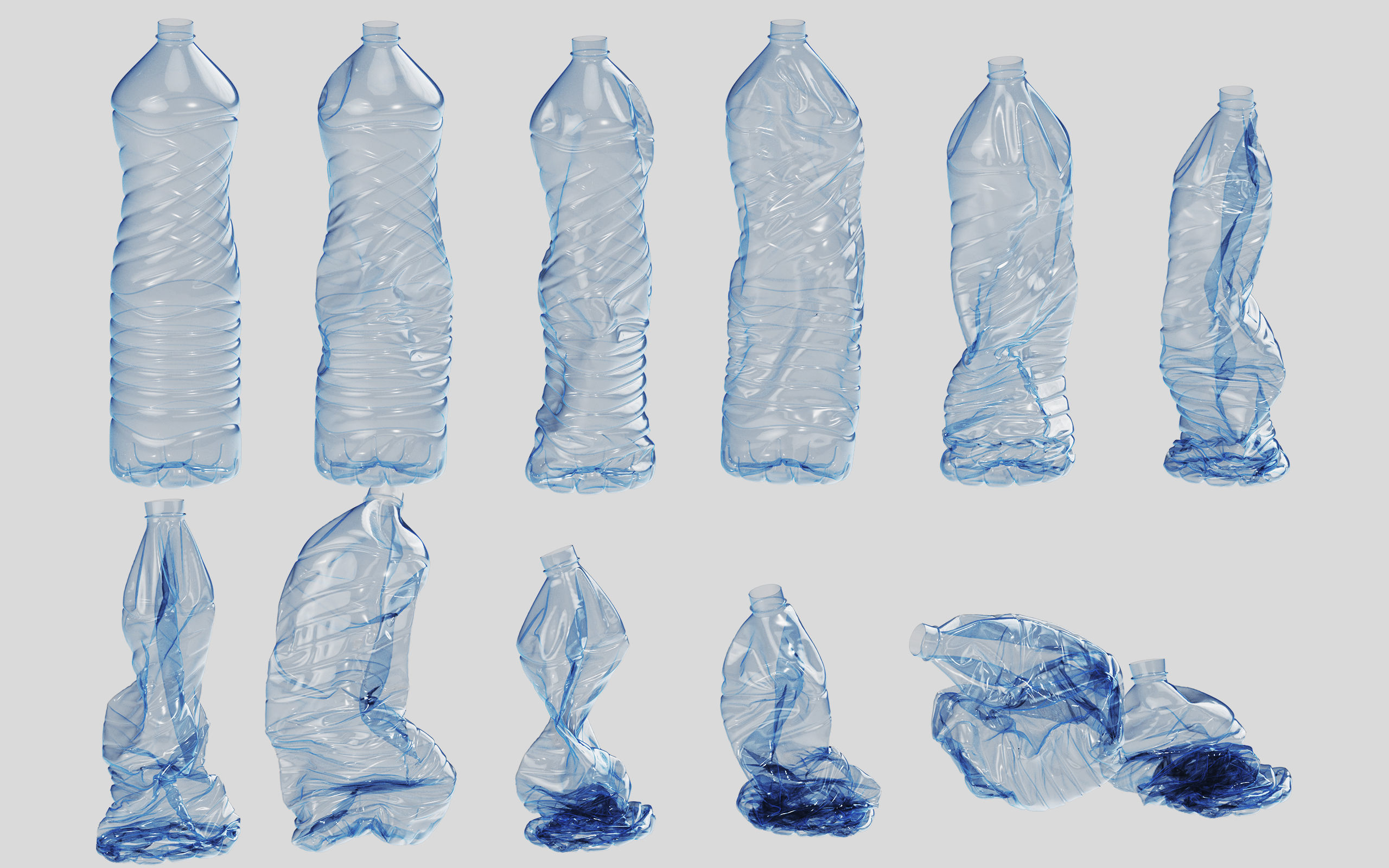 Crushed Plastic Bottle v5 3D model_3