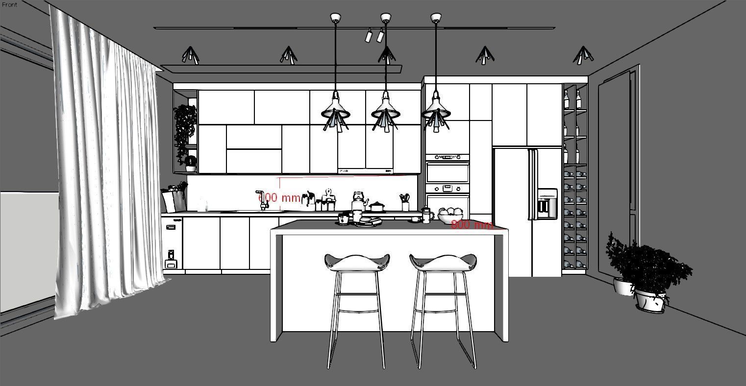 Kitchen fully parametric  Resizable manufacturable 005 3D model_21
