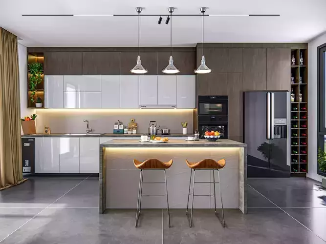 Kitchen fully parametric  Resizable manufacturable 005 3D model