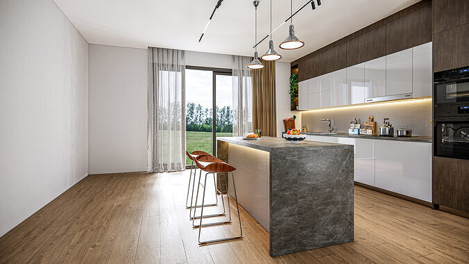 Kitchen fully parametric  Resizable manufacturable 005