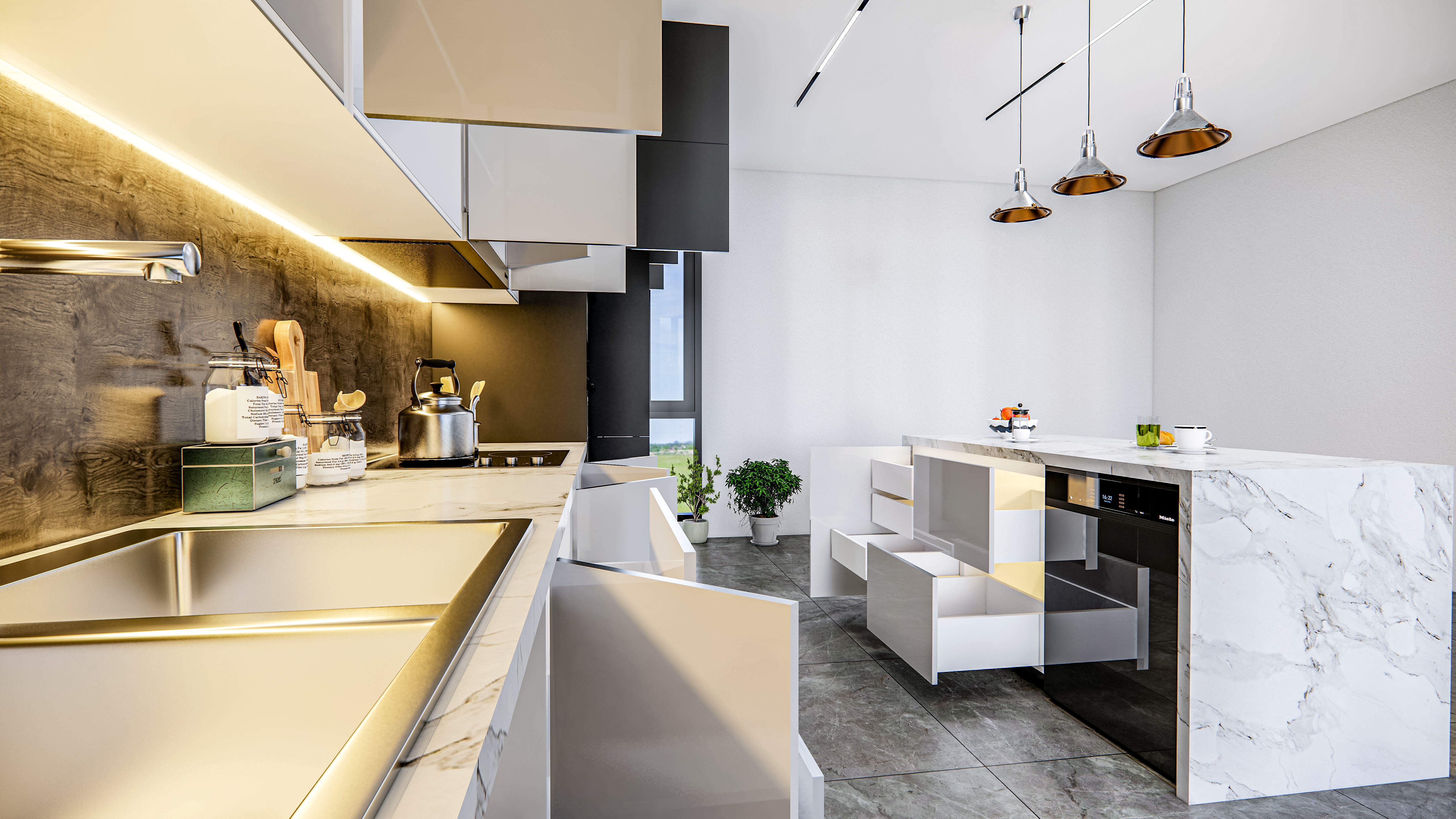 Kitchen fully parametric  Resizable manufacturable 005 3D model_8