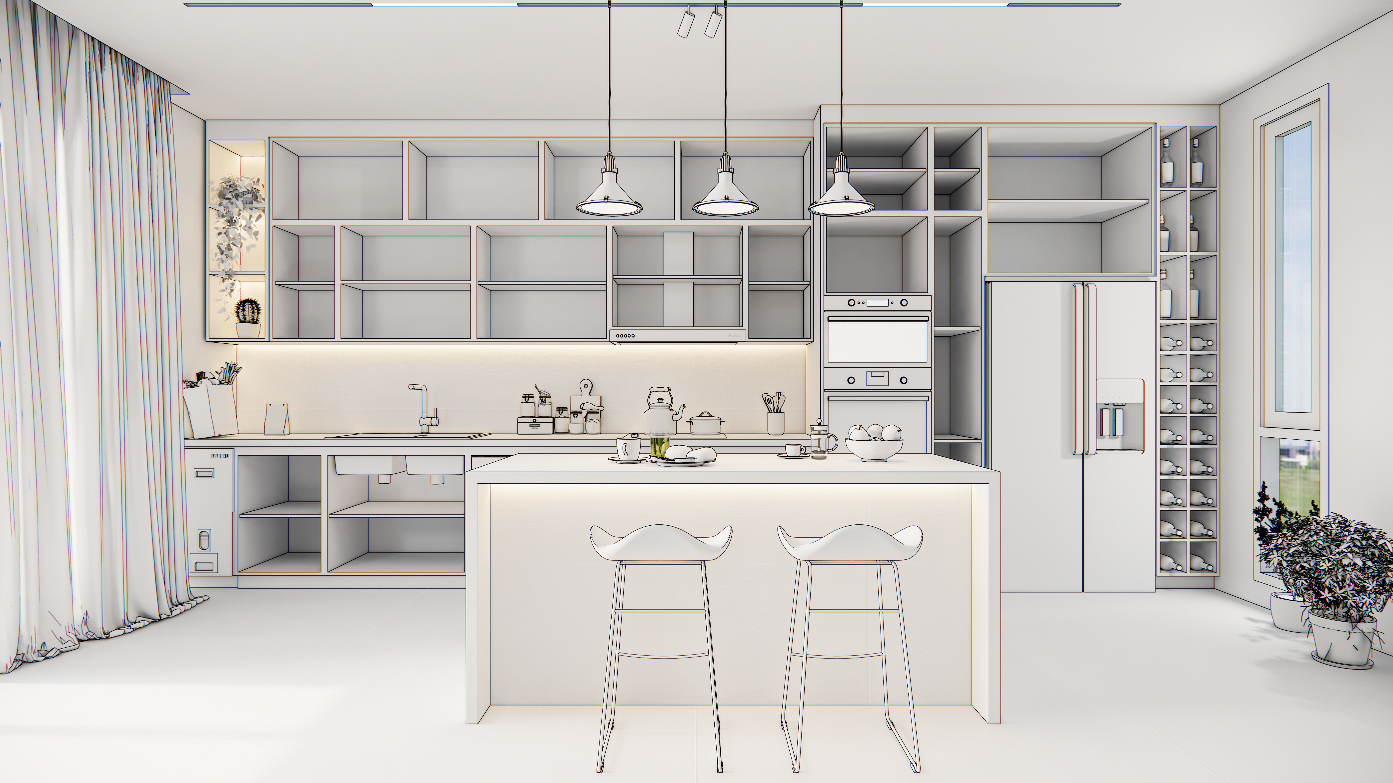Kitchen fully parametric  Resizable manufacturable 005 3D model_23