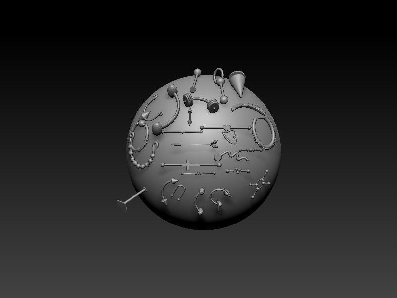 Piercings earrings IMM BRUSH 3dmodel Low-poly 3D model_3