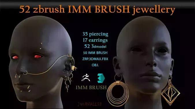 Piercings   earrings  IMM BRUSH  3dmodel Low-poly 3D model