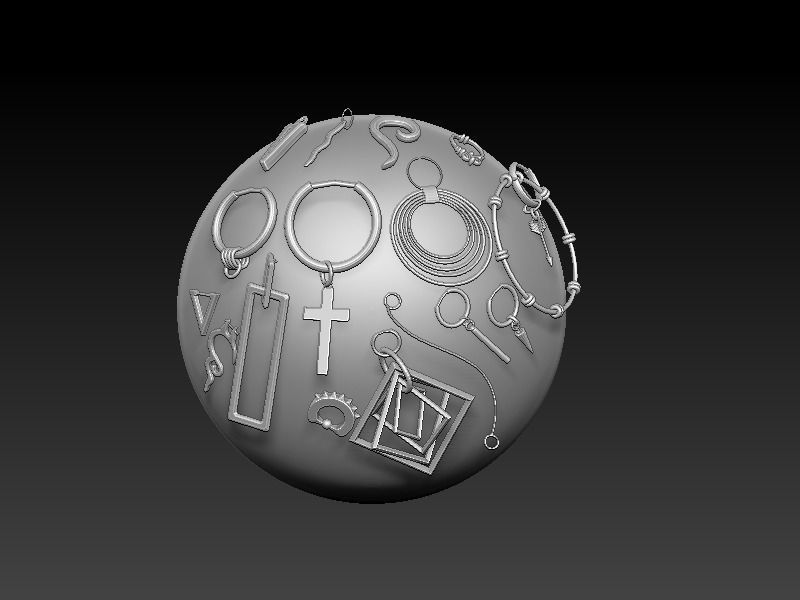 Piercings earrings IMM BRUSH 3dmodel Low-poly 3D model_2