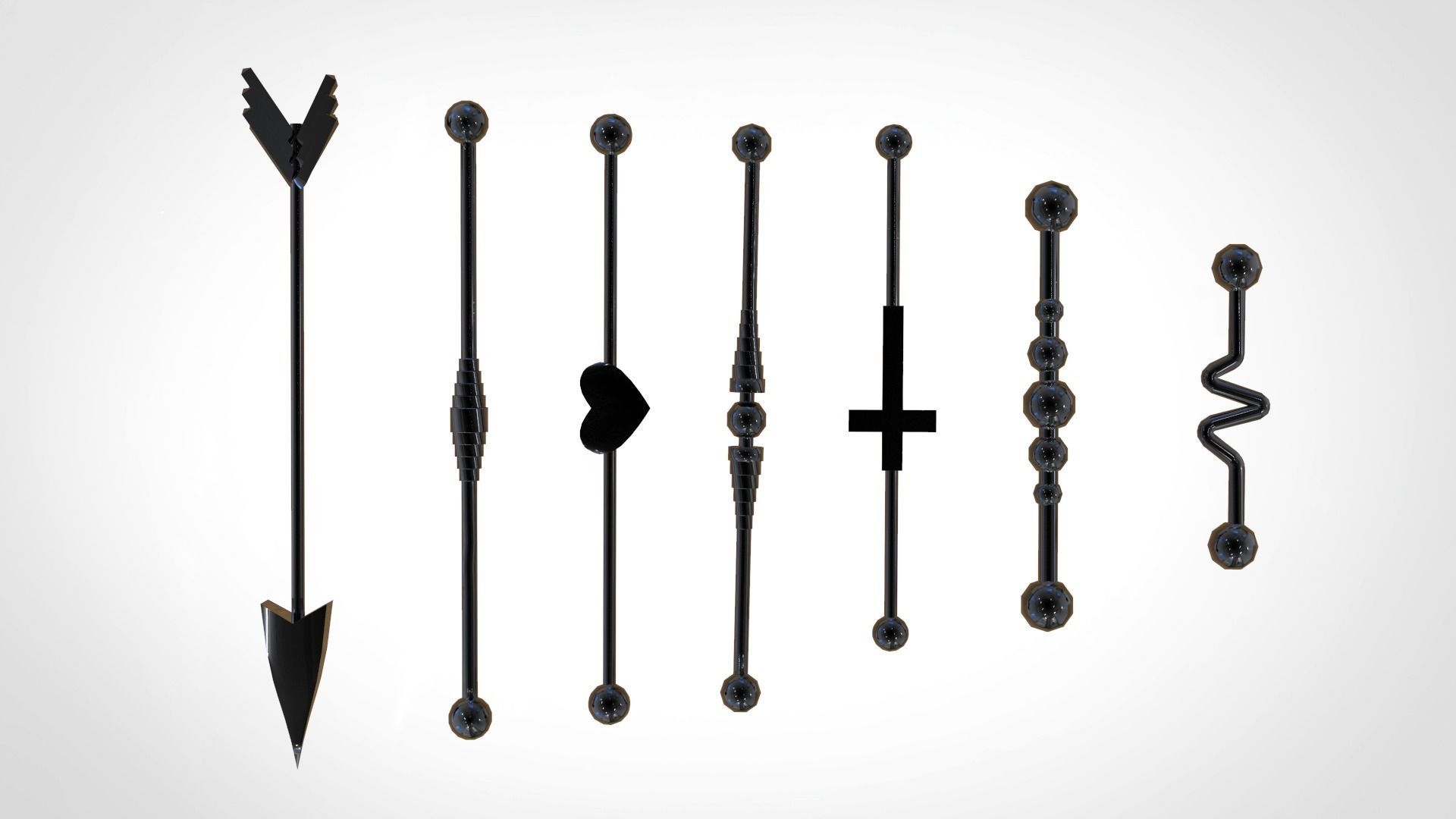 Piercings earrings IMM BRUSH 3dmodel Low-poly 3D model_5