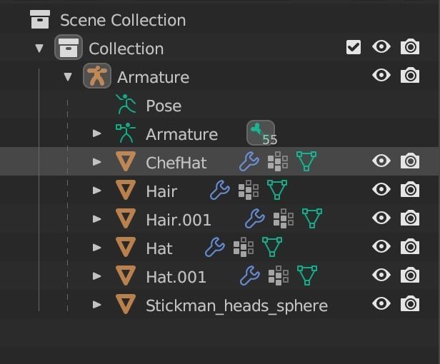 Stickman with different hat Low-poly 3D model_3