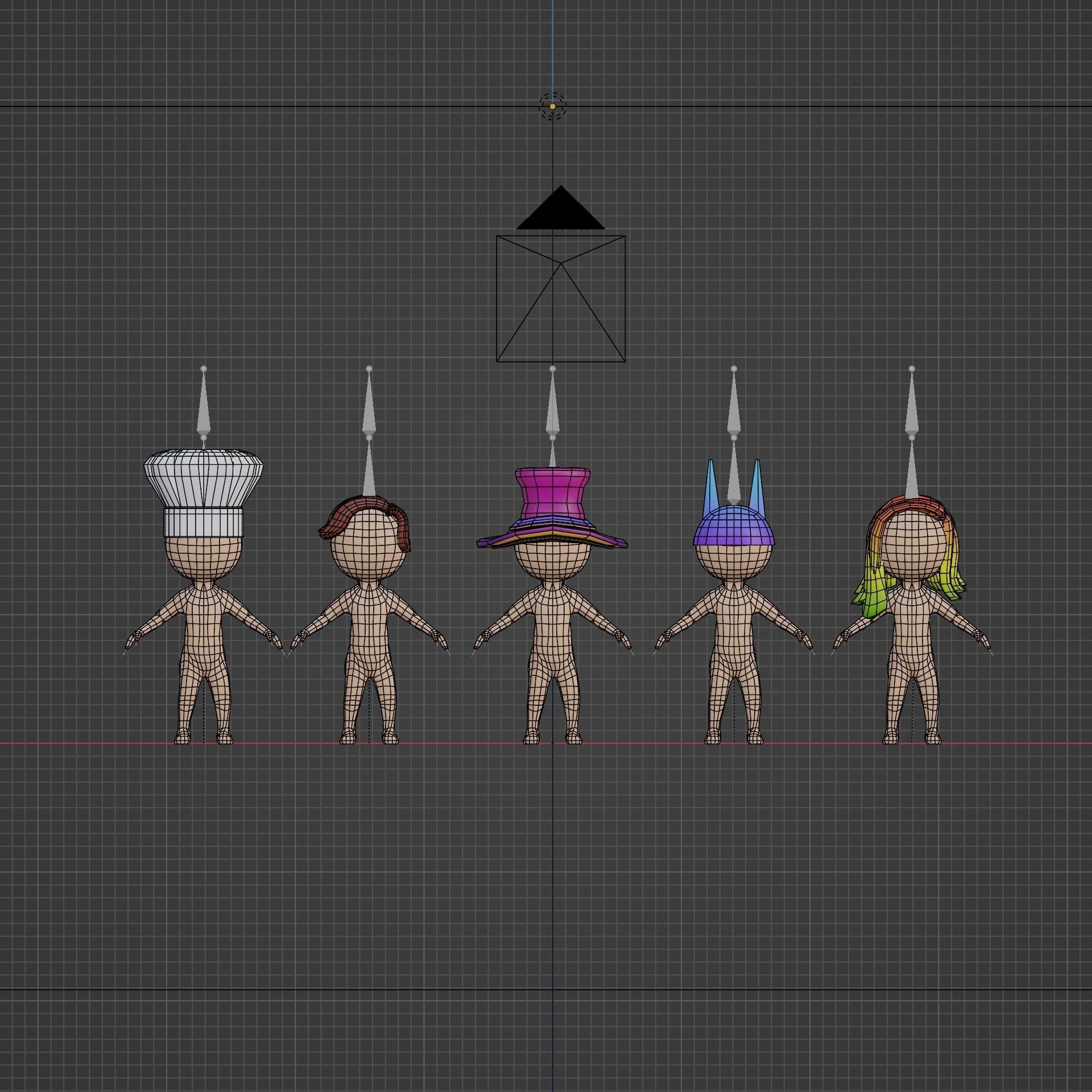 Stickman with different hat Low-poly 3D model_1