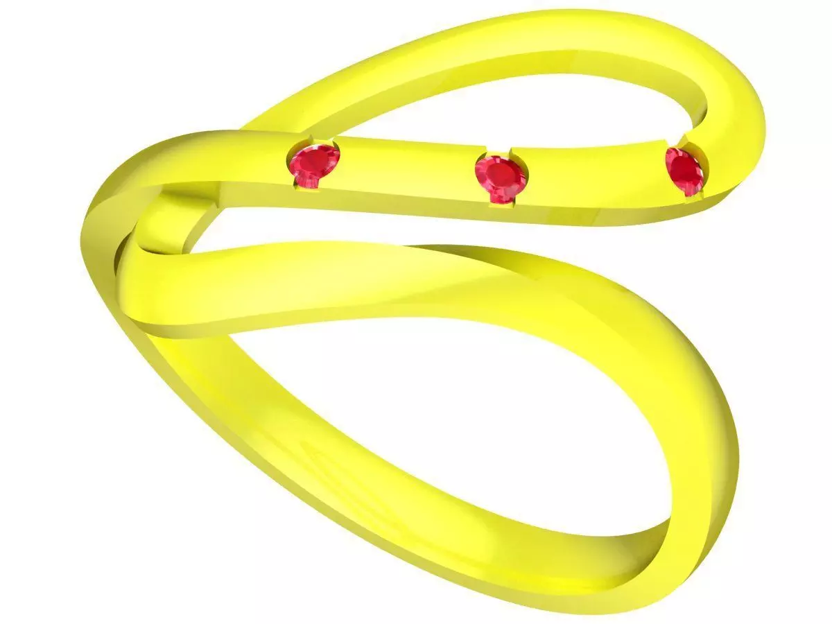 Minimal Open Swirl Band Ring with Round Stones 5175 3D print model