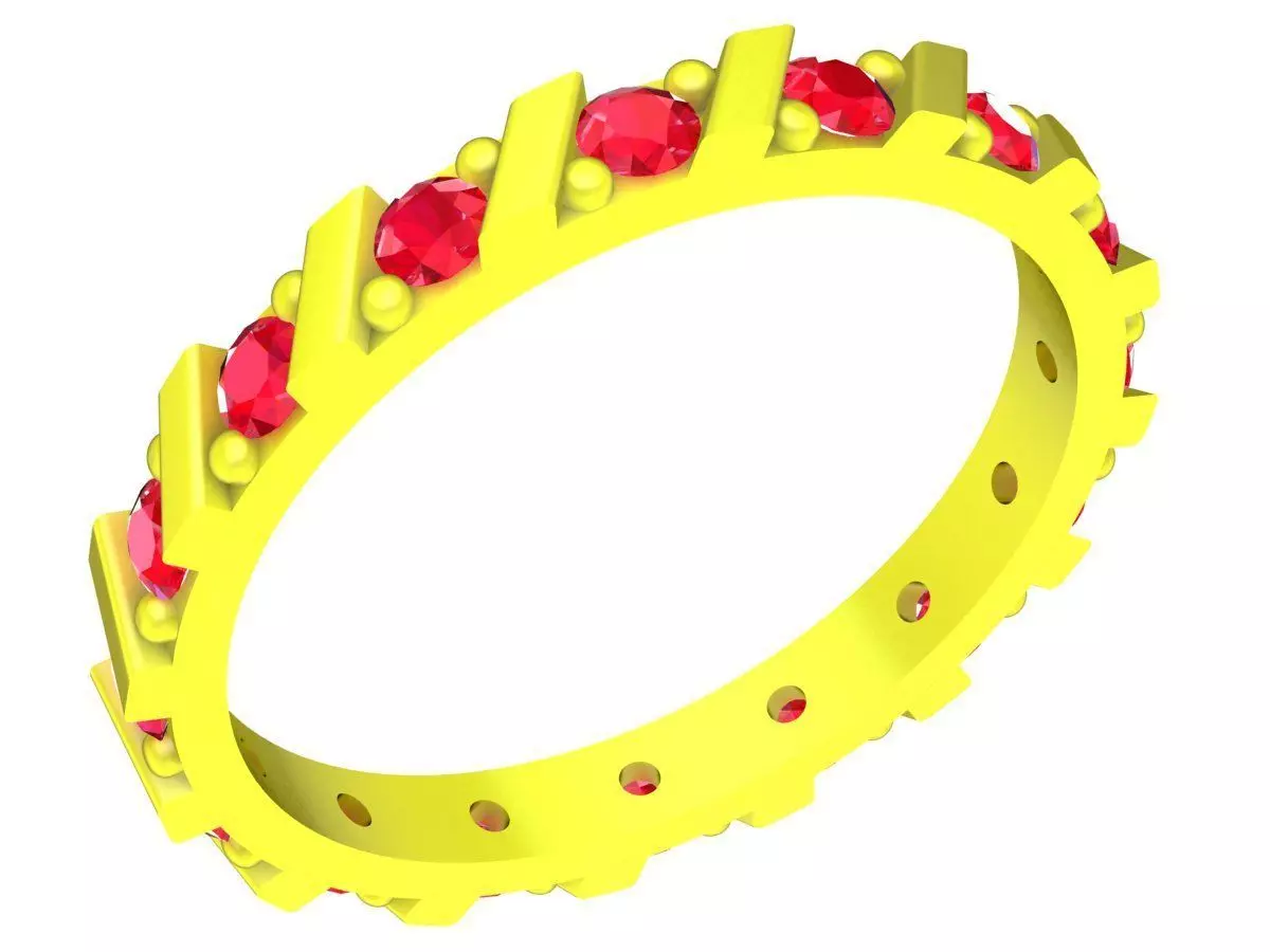 Diagonal Eternity Band Ring with Round Stones 5177 3D print model