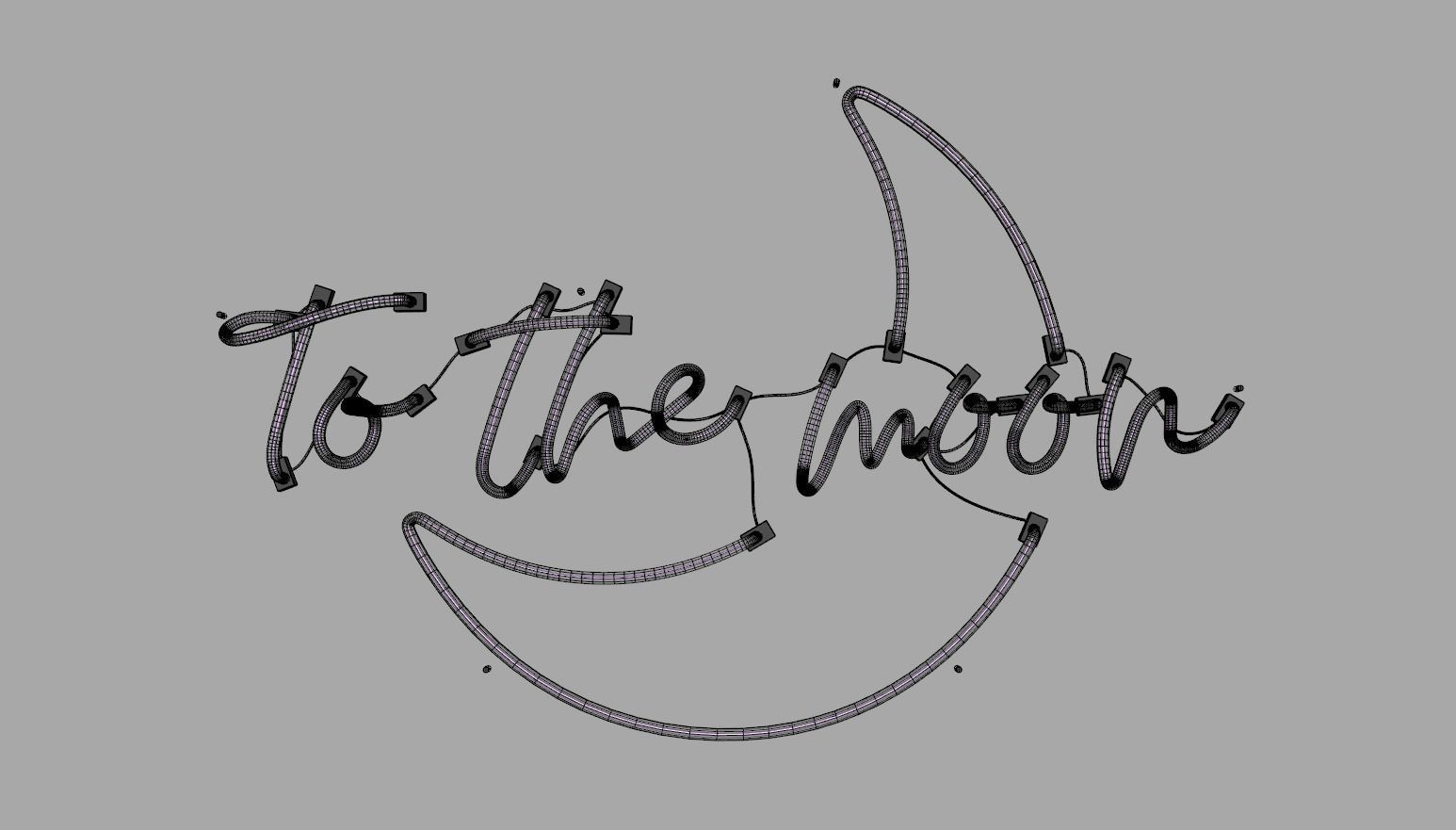 To The Moon - Neon Sign 3D model_6