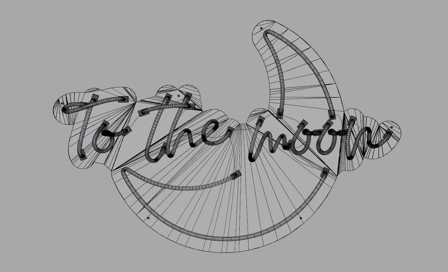 To The Moon - Neon Sign 3D model_5