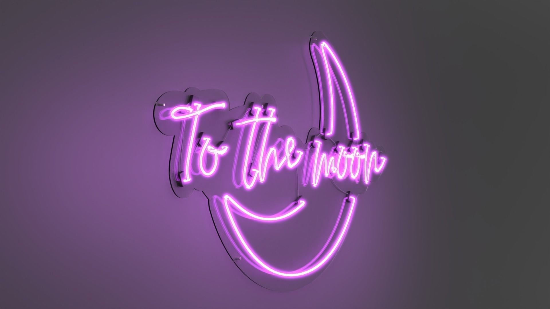 To The Moon - Neon Sign 3D model_4