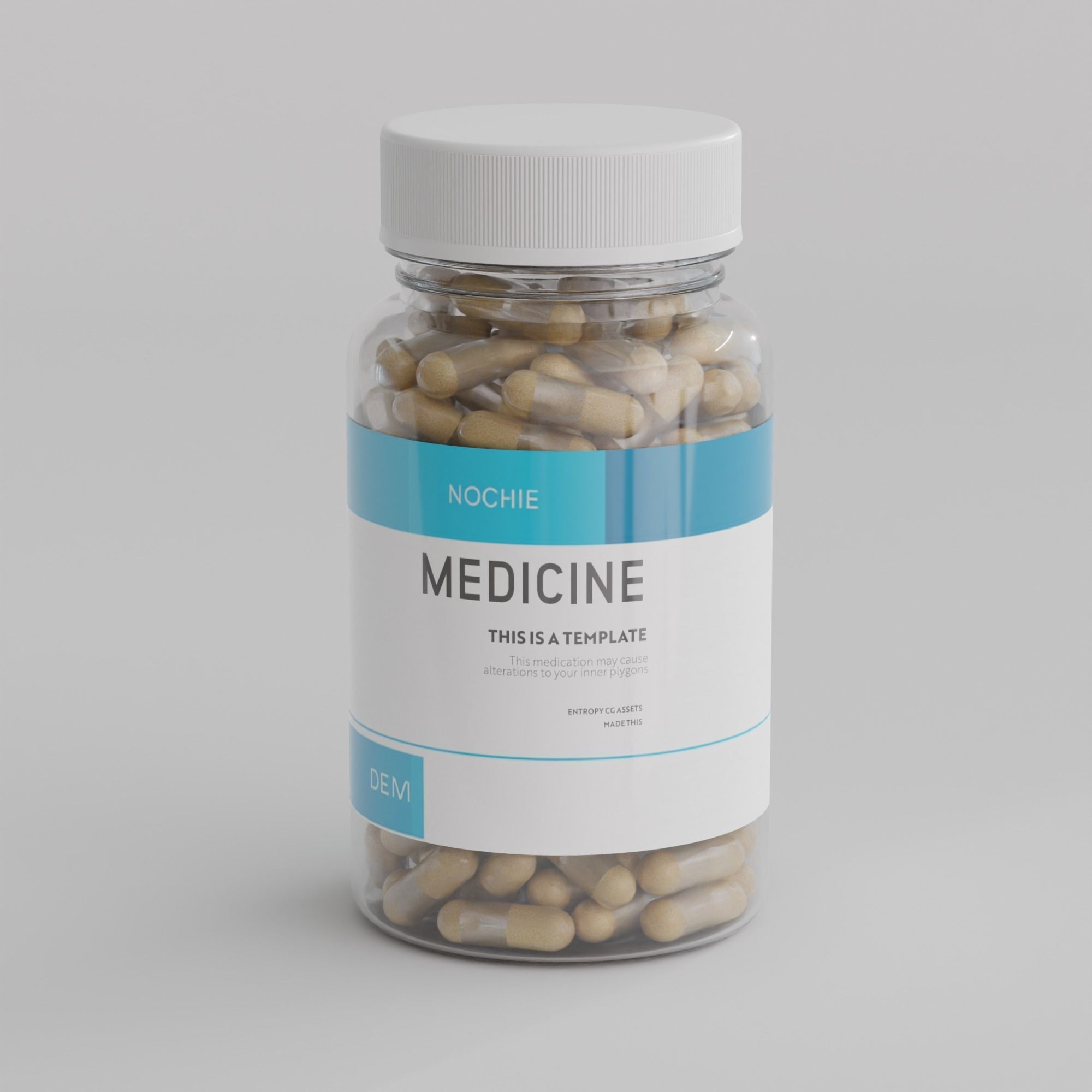 Bottle of Pills and Tablets 5 pack Low-poly 3D model_3