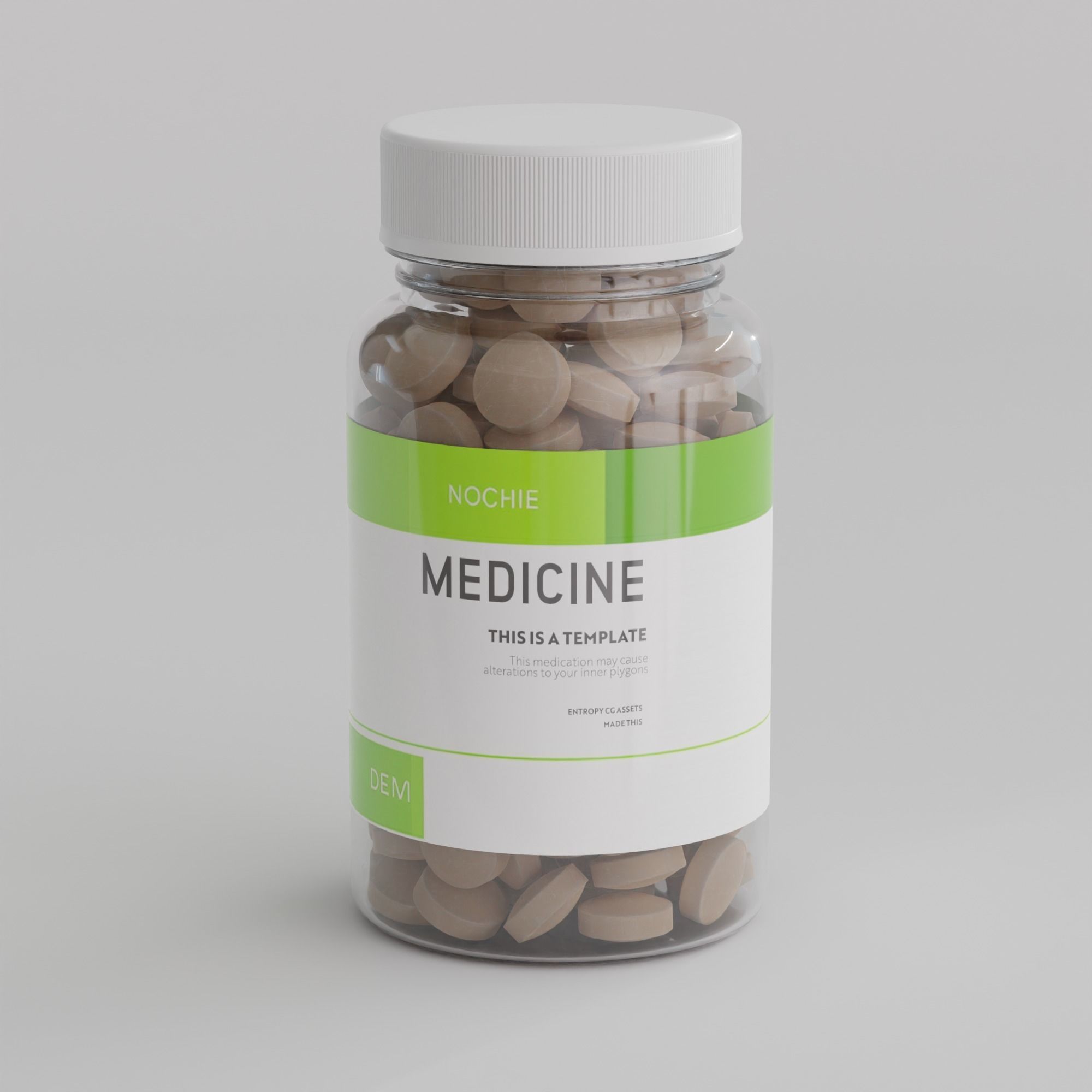 Bottle of Pills and Tablets 5 pack Low-poly 3D model_4