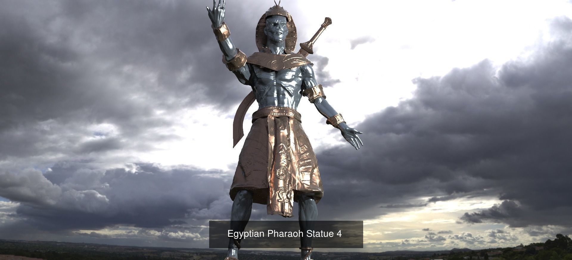 Egyptian pharaoh statues 1 3D Model Collection_7