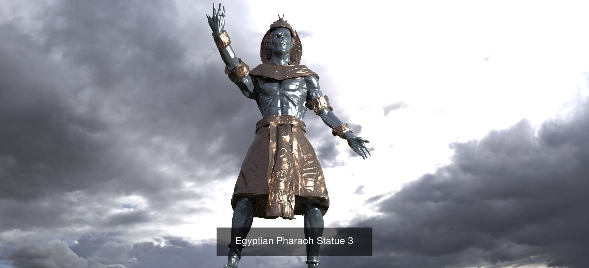 Egyptian pharaoh statues 1 3D Model Collection_6