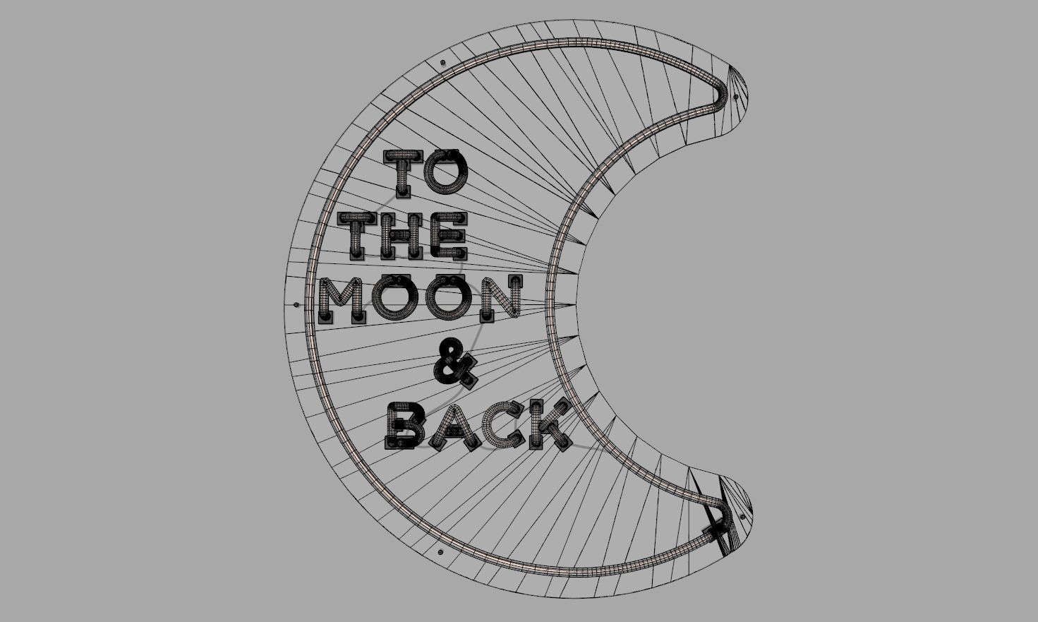 To The Moon and Back - Neon Sign 3D model_5