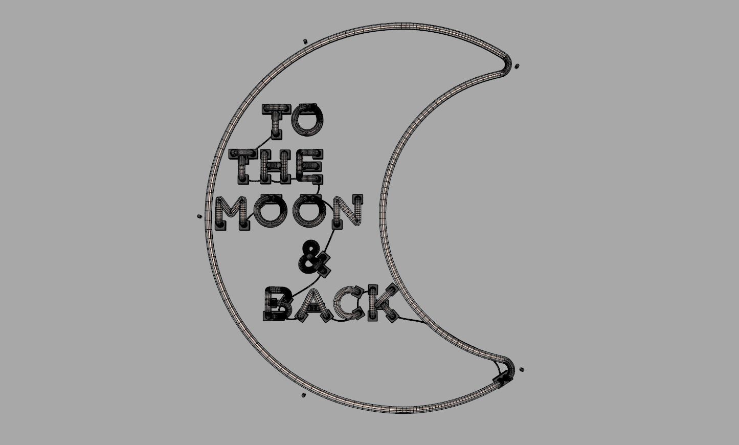 To The Moon and Back - Neon Sign 3D model_6
