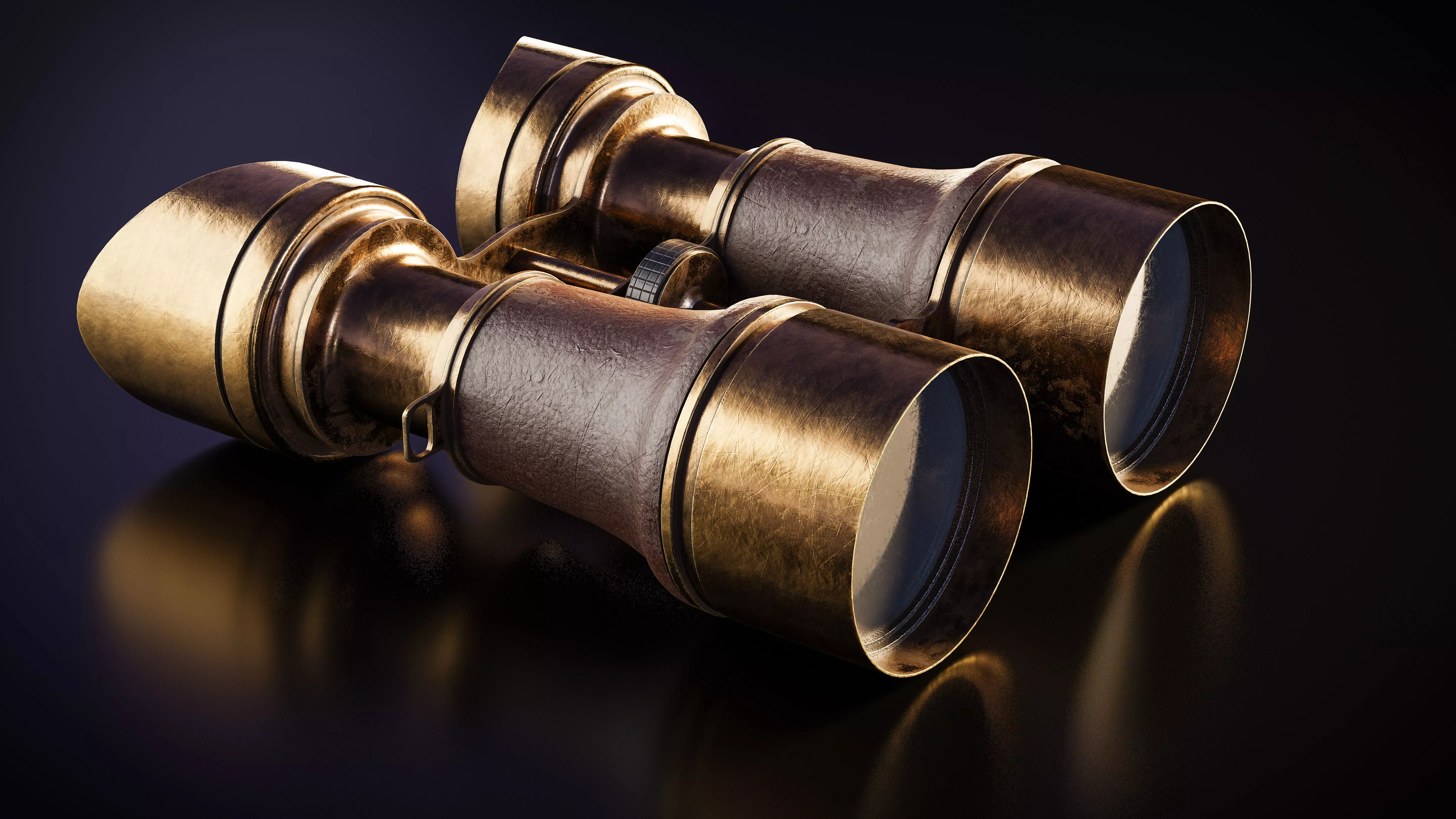 Vintage Brass Binoculars 4K 3D model_0