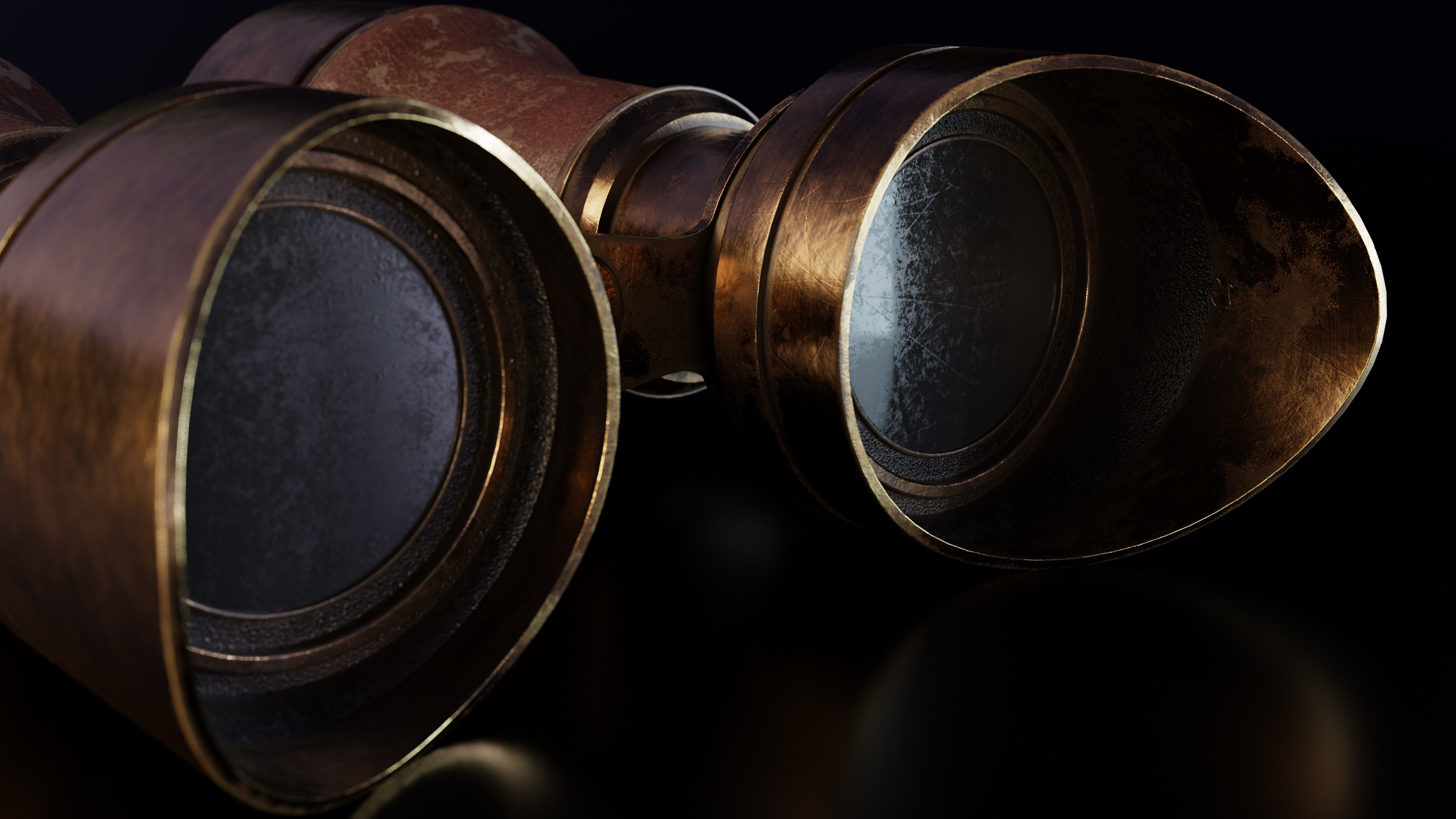 Vintage Brass Binoculars 4K 3D model_1
